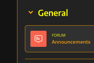 Image preview of the high contrast dark Moodle colour scheme, showing orange text on a dark background with orange borders